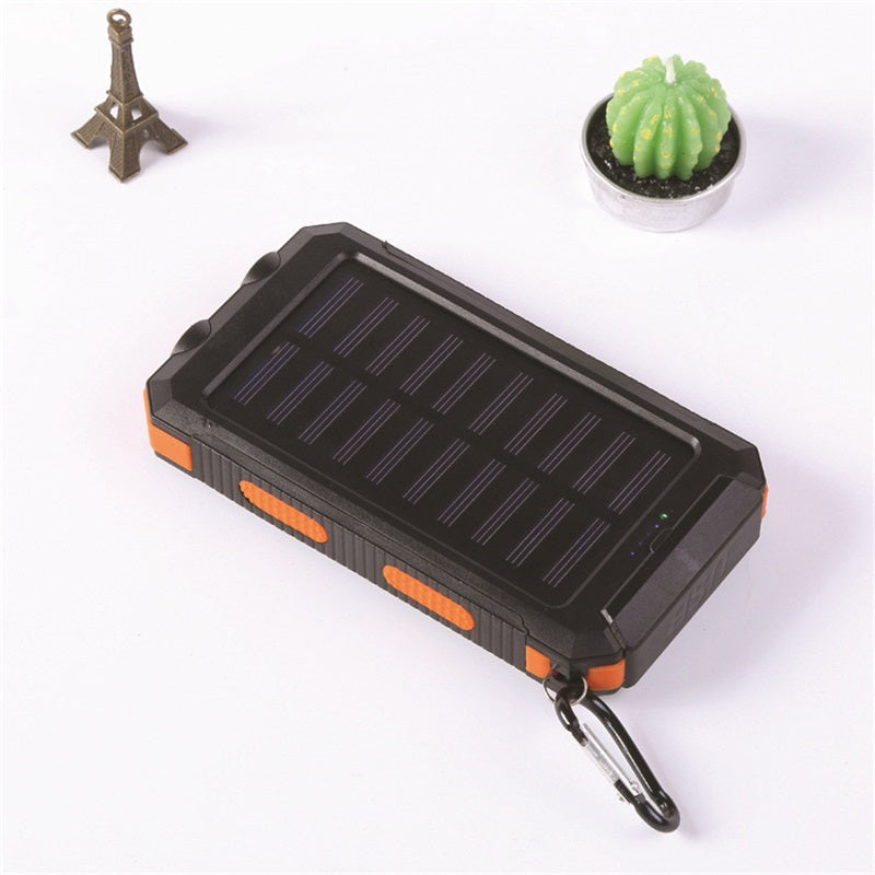 🔥Batería externa portátil de 10 000 mAh con energía solar, cargador solar con dos linternas LED, batería externa para viajes y acampadas.
