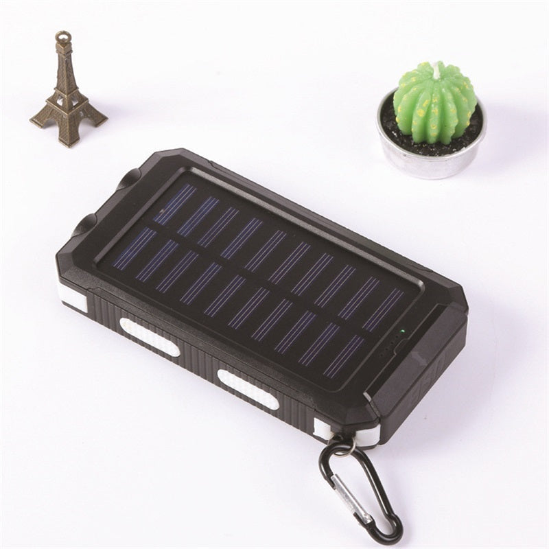 🔥Batería externa portátil de 10 000 mAh con energía solar, cargador solar con dos linternas LED, batería externa para viajes y acampadas.