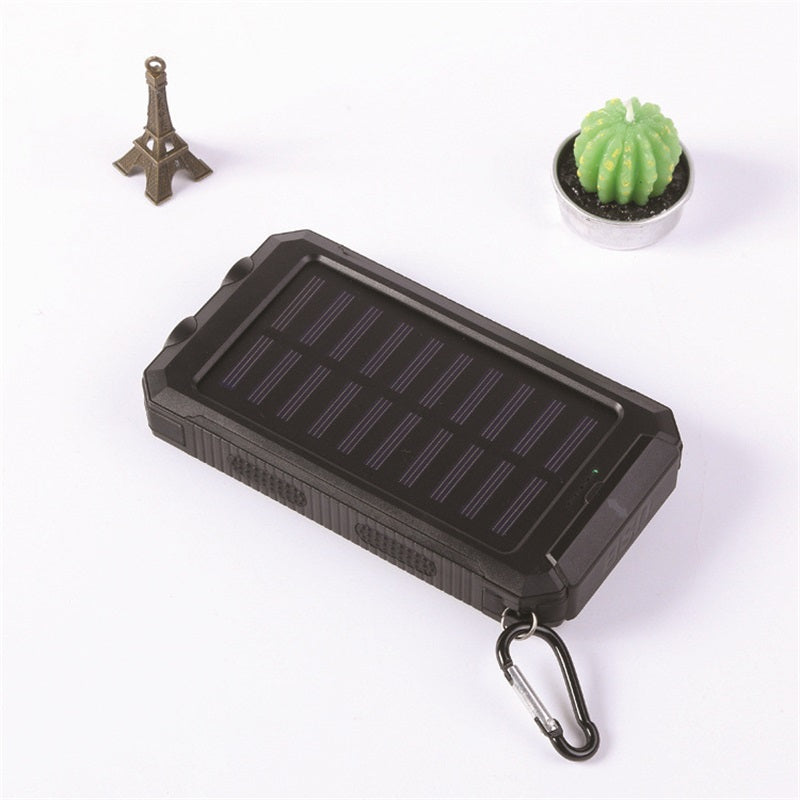 🔥Batería externa portátil de 10 000 mAh con energía solar, cargador solar con dos linternas LED, batería externa para viajes y acampadas.