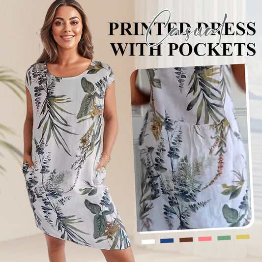 💎 ¡50% DE DESCUENTO! 💎 Vestido Estampado de Manga Corta para Mujer – Ligero, Favorecedor y Perfecto para el Día a Día 🌸