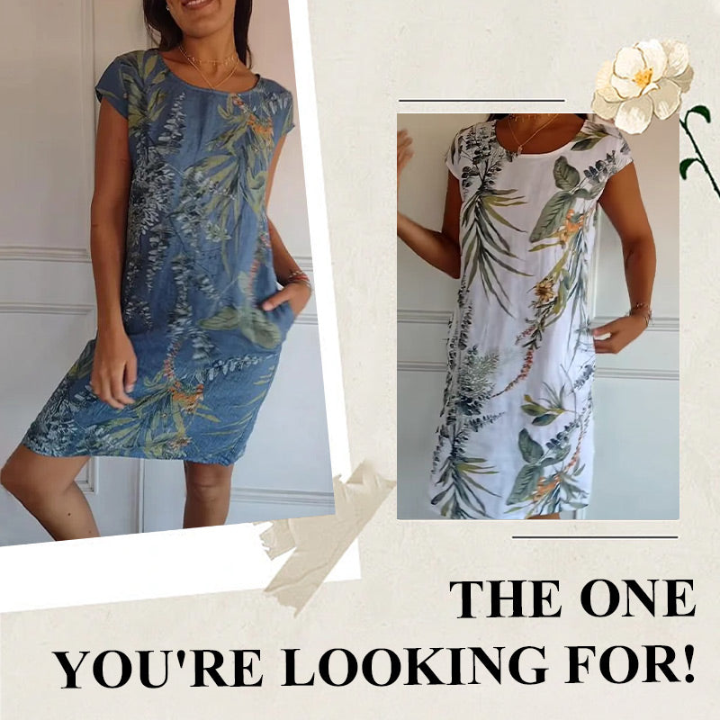 💎 ¡50% DE DESCUENTO! 💎 Vestido Estampado de Manga Corta para Mujer – Ligero, Favorecedor y Perfecto para el Día a Día 🌸