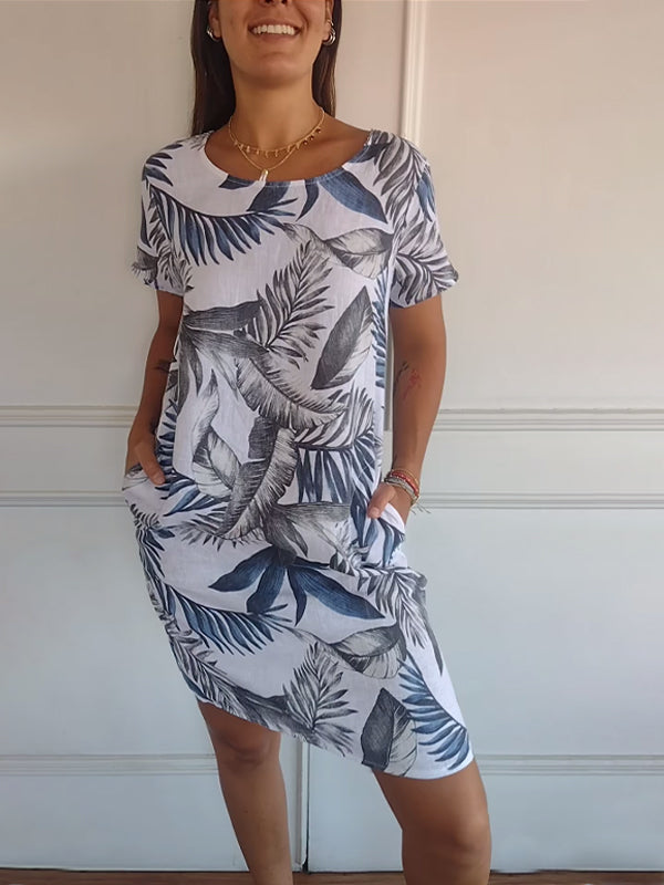 💎 ¡50% DE DESCUENTO! 💎 Vestido Estampado de Manga Corta para Mujer – Ligero, Favorecedor y Perfecto para el Día a Día 🌸