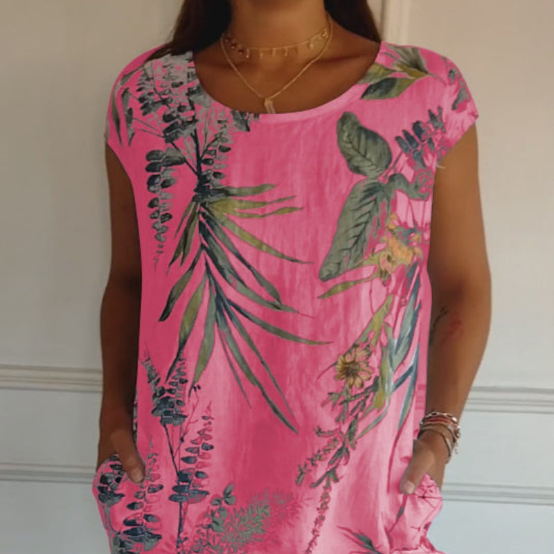 💎 ¡50% DE DESCUENTO! 💎 Vestido Estampado de Manga Corta para Mujer – Ligero, Favorecedor y Perfecto para el Día a Día 🌸