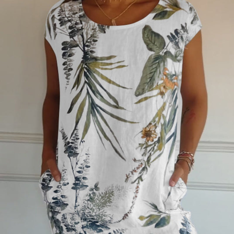 💎 ¡50% DE DESCUENTO! 💎 Vestido Estampado de Manga Corta para Mujer – Ligero, Favorecedor y Perfecto para el Día a Día 🌸