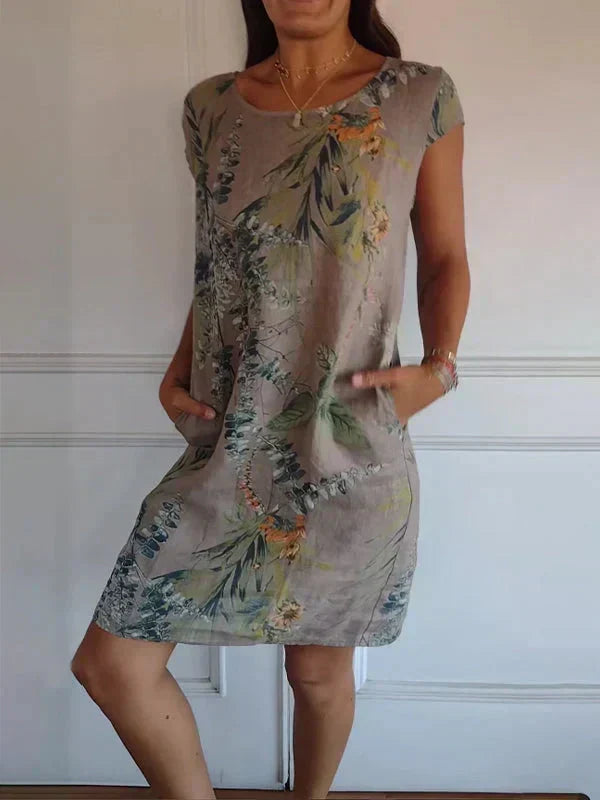 💎 ¡50% DE DESCUENTO! 💎 Vestido Estampado de Manga Corta para Mujer – Ligero, Favorecedor y Perfecto para el Día a Día 🌸