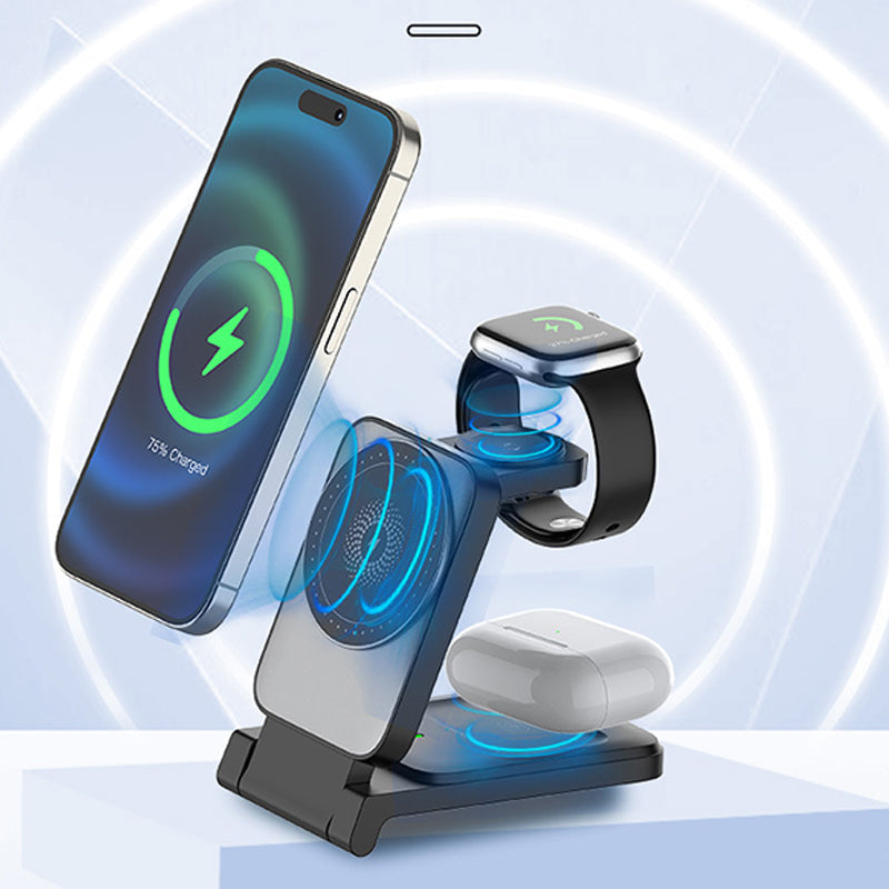 Cargador inalámbrico magnético plegable 3 en 1