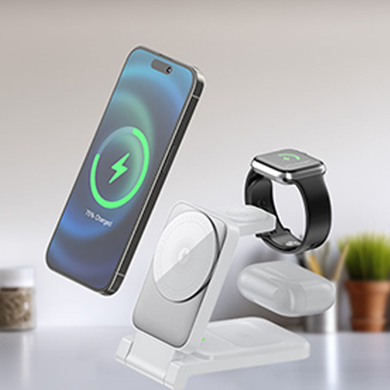 Cargador inalámbrico magnético plegable 3 en 1