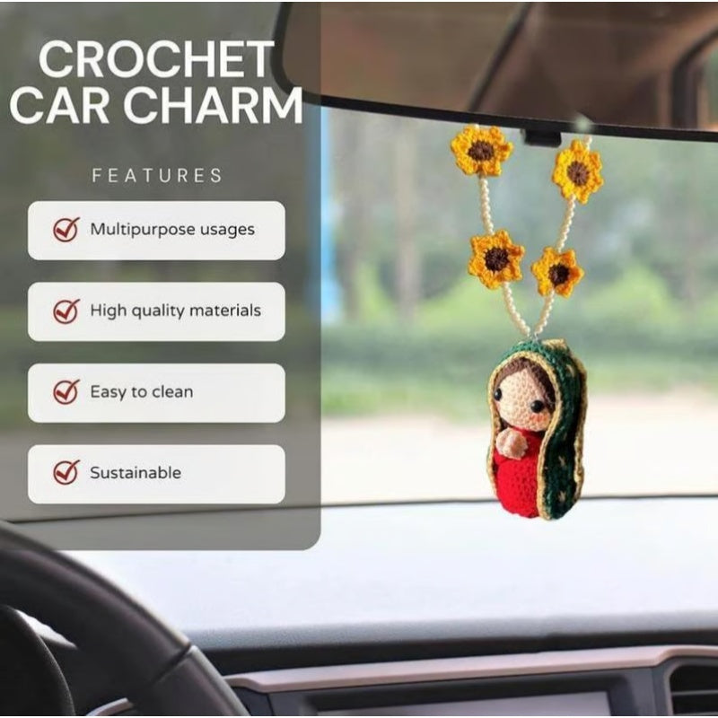 ⏳🔥¡50 % DE DESCUENTO POR TIEMPO LIMITADO! ⏰ 🙏 Adorno colgante de Virgen María tejido a mano – punto a punto, hecho con amor. Perfecto para el espejo de tu auto o el hogar – un poco de paz para llevar contigo a todas partes. ✨