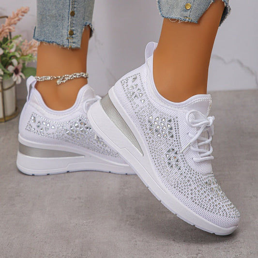 👟 Zapatillas Deportivas de Malla Transpirable con Adornos de Diamantes Imitación – Estilo, Comodidad y Brillo para tu Día a Día ✨💎