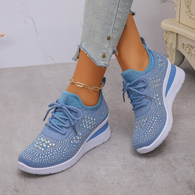 👟 Zapatillas Deportivas de Malla Transpirable con Adornos de Diamantes Imitación – Estilo, Comodidad y Brillo para tu Día a Día ✨💎