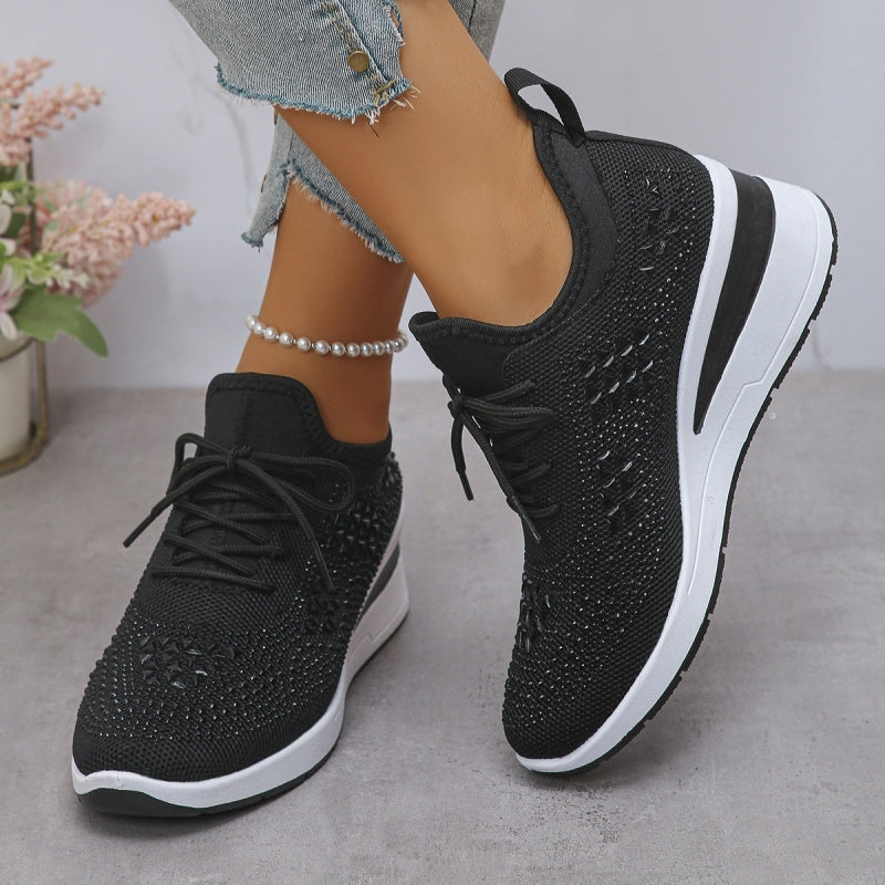 👟 Zapatillas Deportivas de Malla Transpirable con Adornos de Diamantes Imitación – Estilo, Comodidad y Brillo para tu Día a Día ✨💎