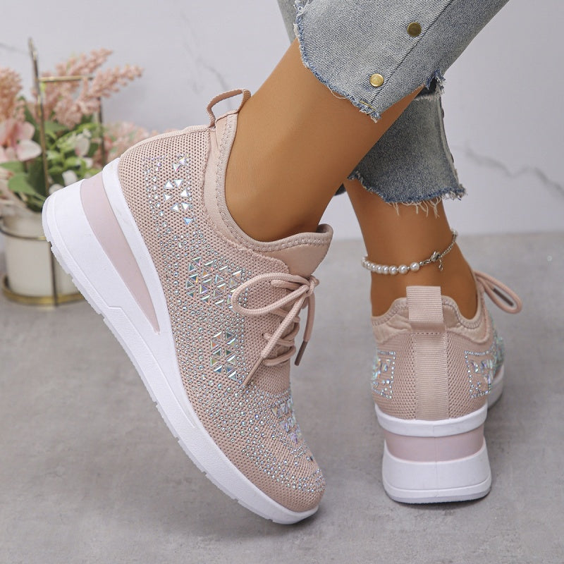 👟 Zapatillas Deportivas de Malla Transpirable con Adornos de Diamantes Imitación – Estilo, Comodidad y Brillo para tu Día a Día ✨💎