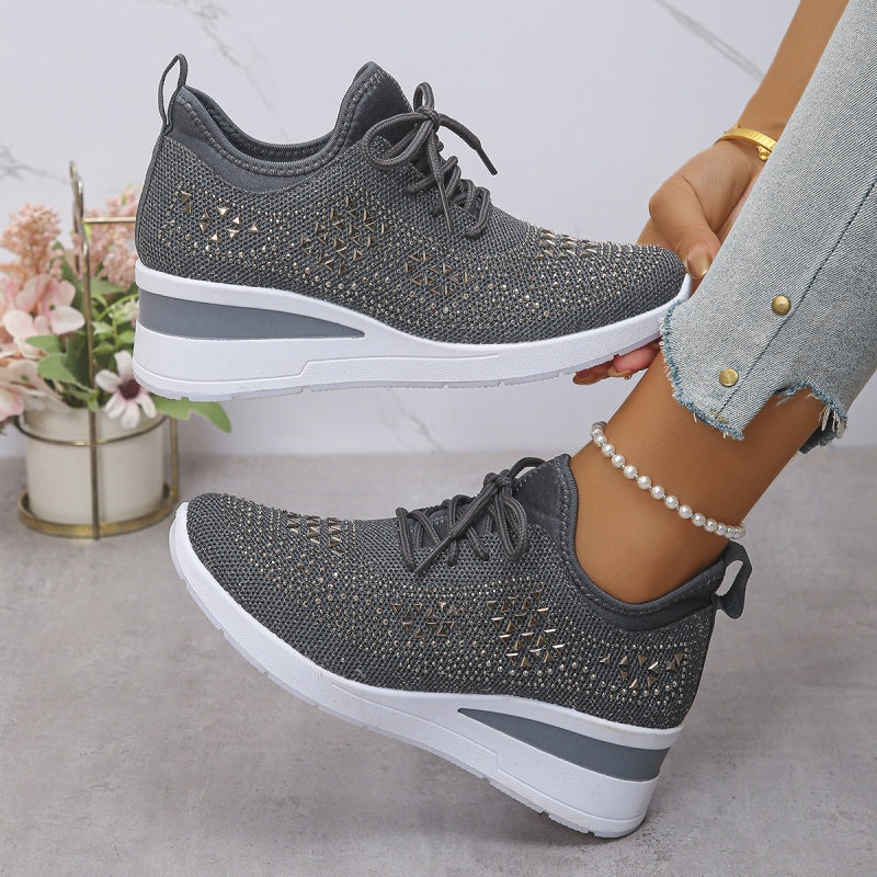 👟 Zapatillas Deportivas de Malla Transpirable con Adornos de Diamantes Imitación – Estilo, Comodidad y Brillo para tu Día a Día ✨💎
