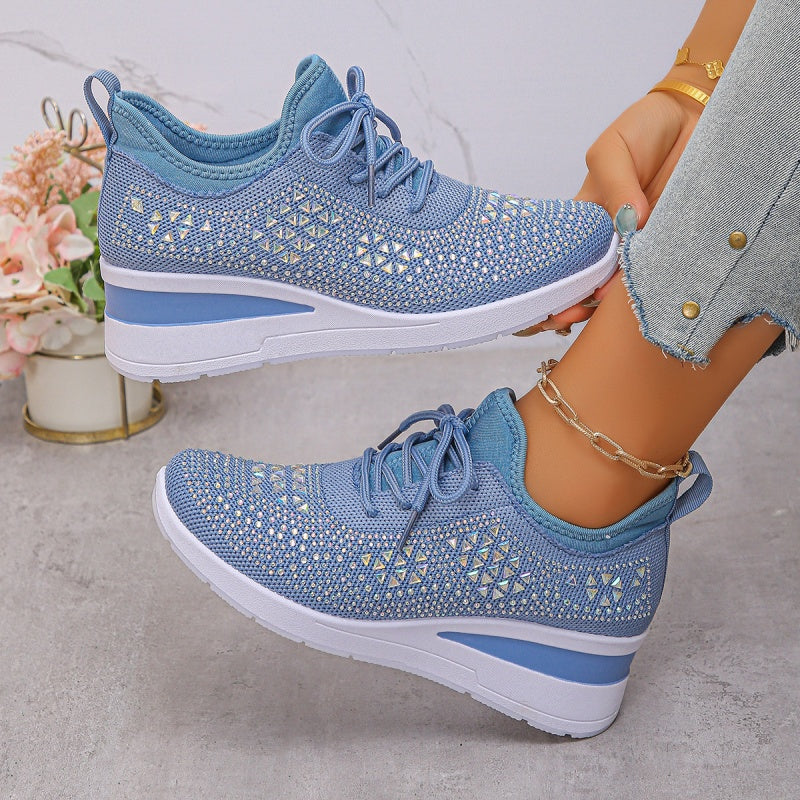 👟 Zapatillas Deportivas de Malla Transpirable con Adornos de Diamantes Imitación – Estilo, Comodidad y Brillo para tu Día a Día ✨💎