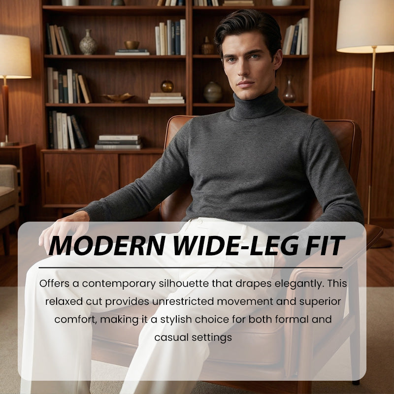 Pantalones casuales de pierna ancha plisados para hombre