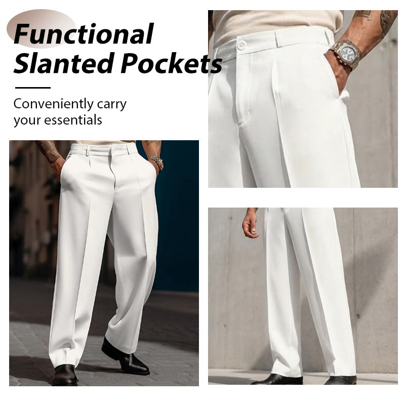 Pantalones casuales de pierna ancha plisados para hombre