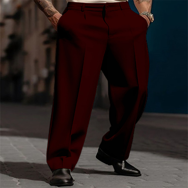 Pantalones casuales de pierna ancha plisados para hombre