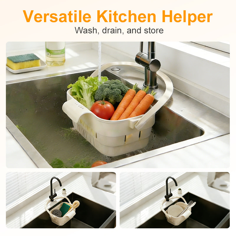 🥦¡50% DE DESCUENTO!🍅Cesta Escurridora Plegable para Fregadero con Colgador para Grifo