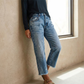 Jeans de Mezclilla para Mujer Corte Recto Estilo Retro Cropped