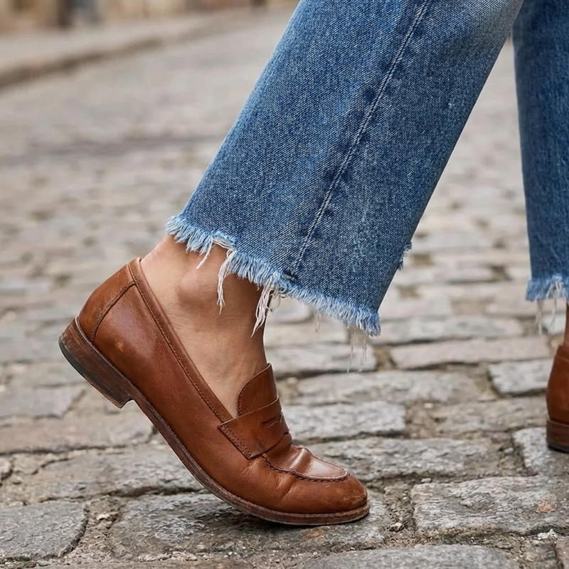 Jeans de Mezclilla para Mujer Corte Recto Estilo Retro Cropped