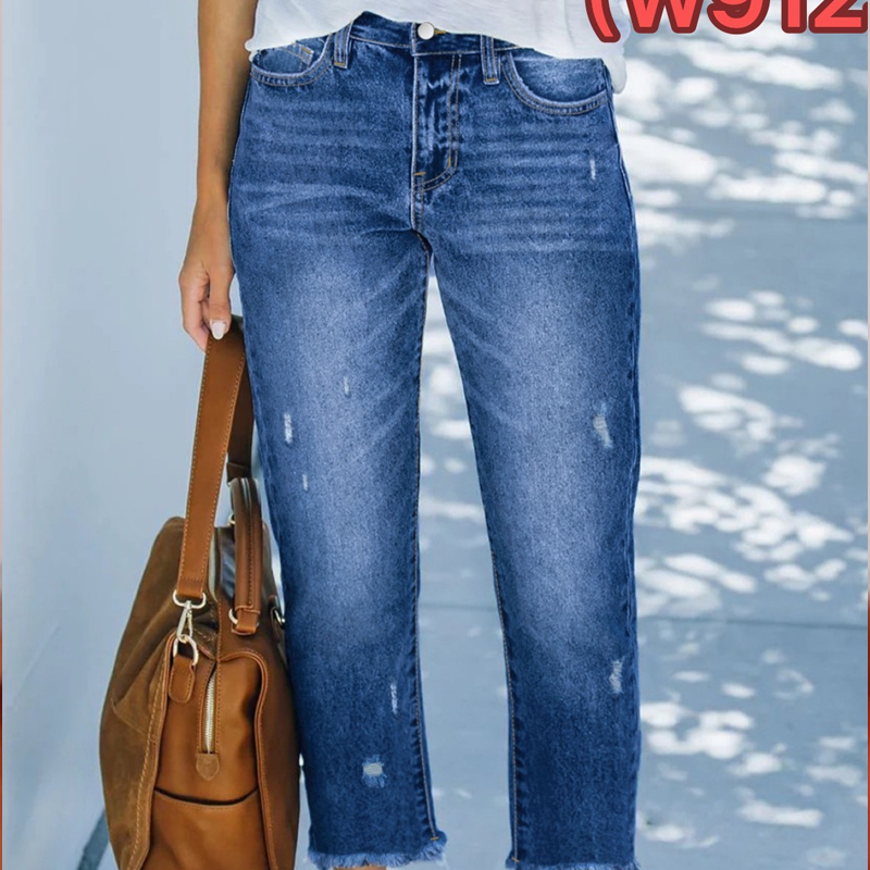 Jeans de Mezclilla para Mujer Corte Recto Estilo Retro Cropped