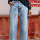 Jeans de Mezclilla para Mujer Corte Recto Estilo Retro Cropped