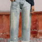 Jeans de Mezclilla para Mujer Corte Recto Estilo Retro Cropped