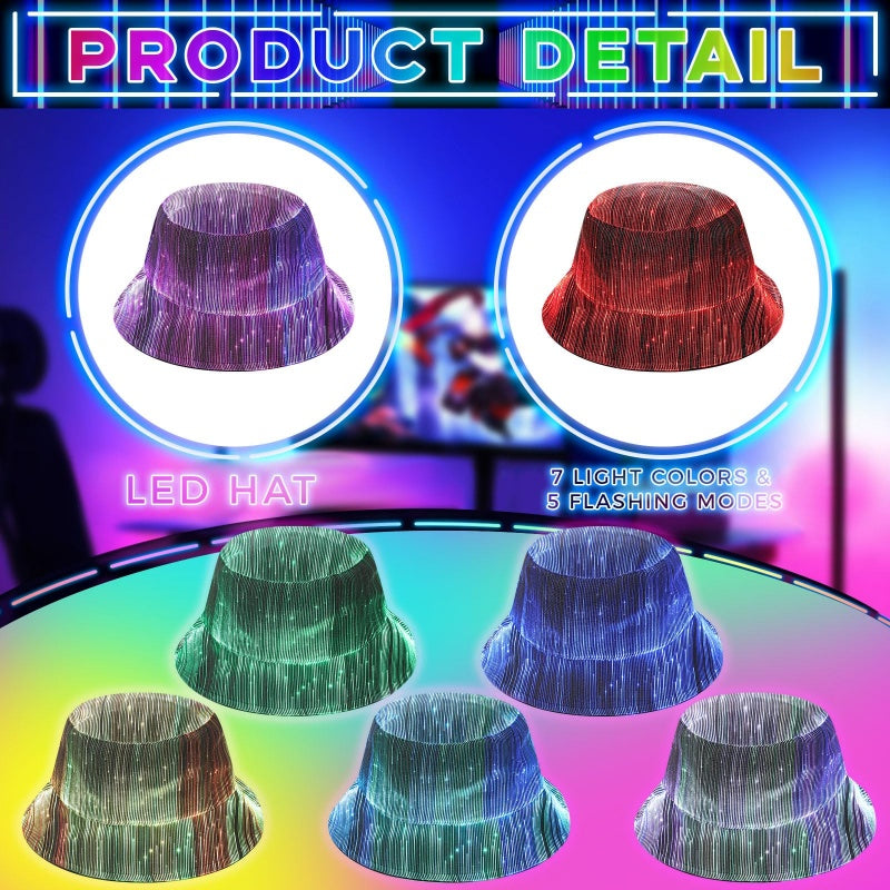 📢📢 ¡50% DE DESCUENTO !!! ⏰Sombrero de pescador luminoso con fibra óptica
