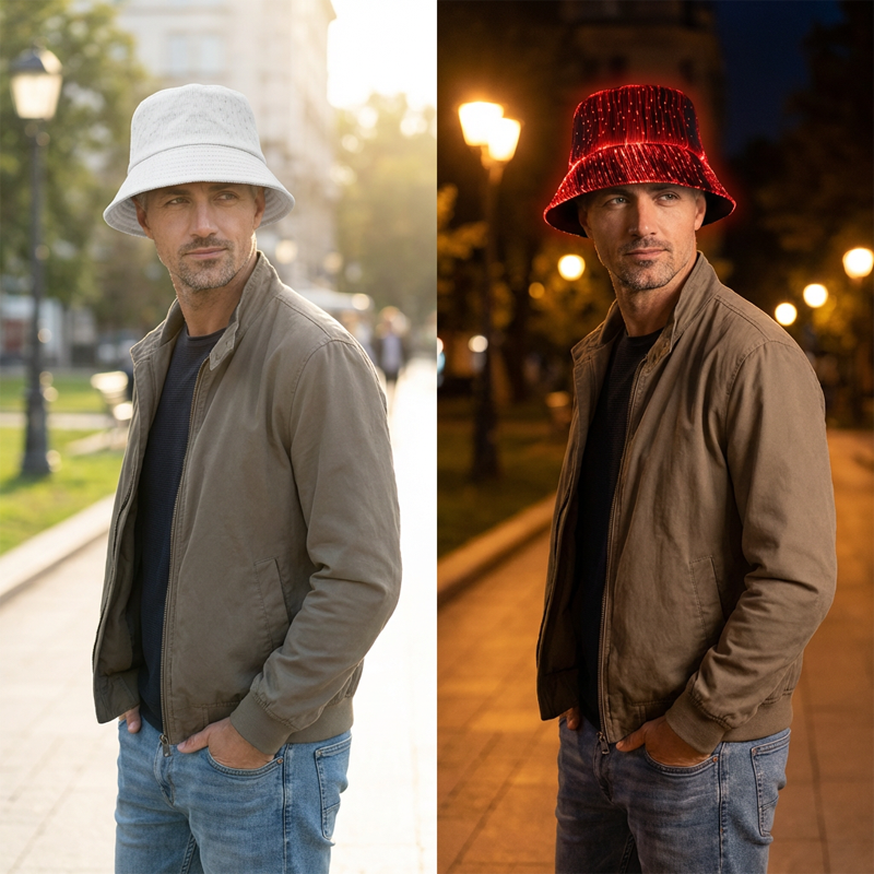 📢📢 ¡50% DE DESCUENTO !!! ⏰Sombrero de pescador luminoso con fibra óptica