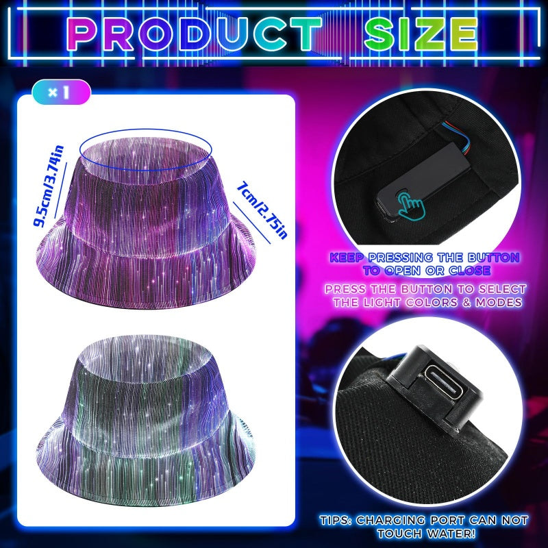 📢📢 ¡50% DE DESCUENTO !!! ⏰Sombrero de pescador luminoso con fibra óptica