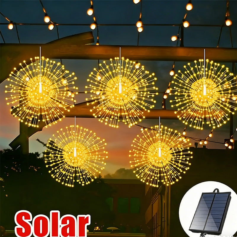 Luces solares tipo fuegos artificiales para jardín y fiestas ✨