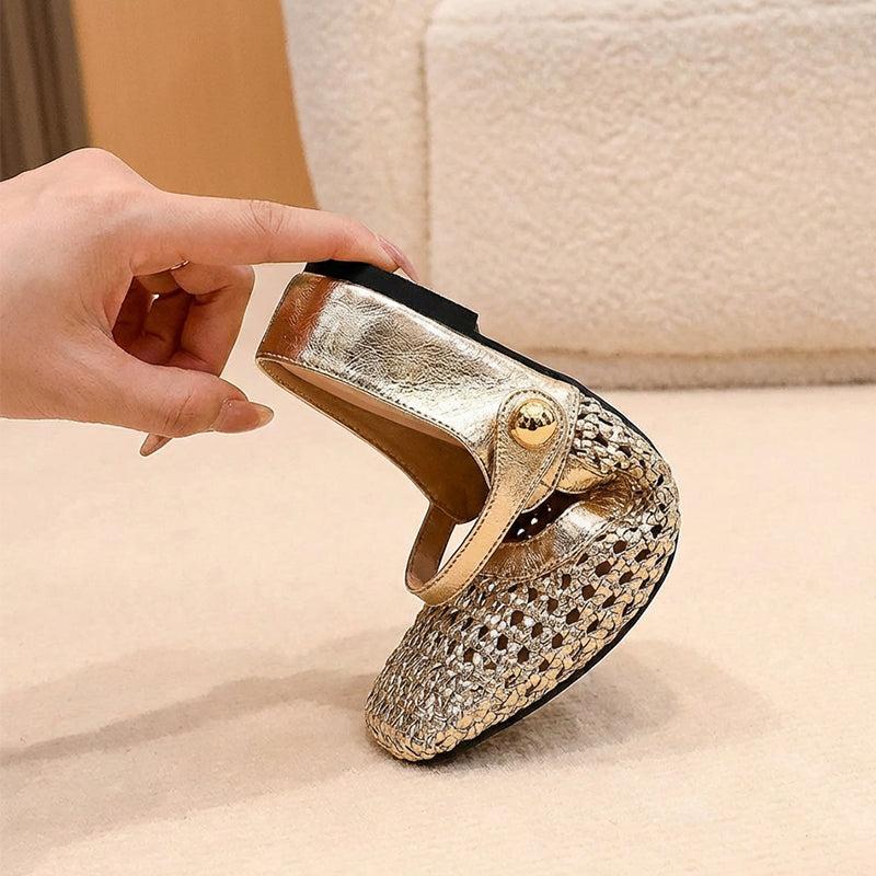 👡 ¡50 % de descuento! ☁️ Mules Mary Jane de punta cuadrada tejidas para mujer
