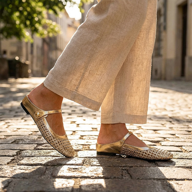 👡 ¡50 % de descuento! ☁️ Mules Mary Jane de punta cuadrada tejidas para mujer