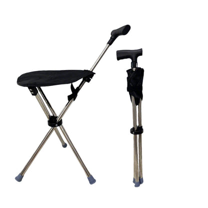 Bastón con Asiento Plegable 2 en 1 para Adulto Mayor, Apoyo y Descanso