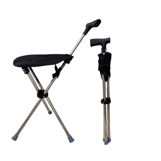 Bastón con Asiento Plegable 2 en 1 para Adulto Mayor, Apoyo y Descanso