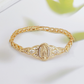🌼 ¡OFERTA POR TIEMPO LIMITADO 54% DE DESCUENTO! ✨ Pulsera Elegante de Flor Hueca con la Virgen María – Diseño de Filigrana, Cobre Chapado en Oro 🕊️