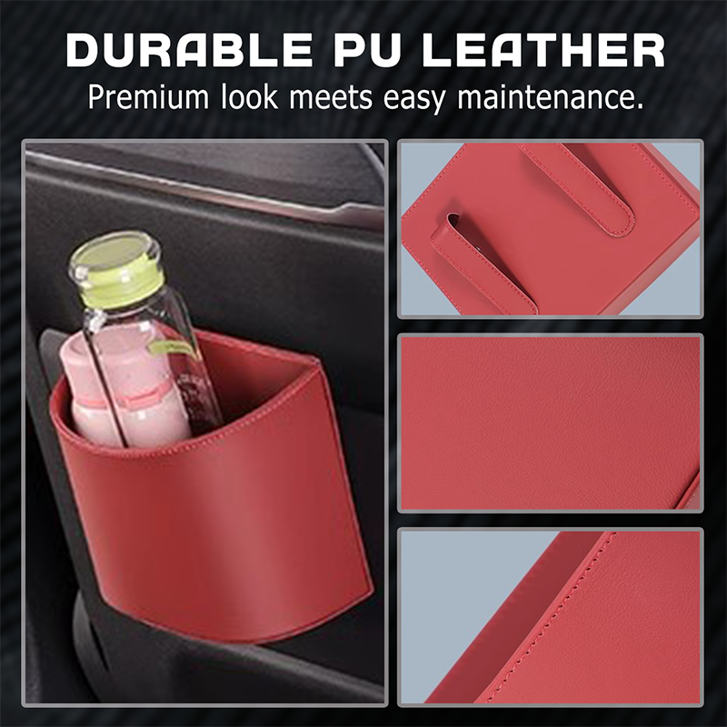 🥳¡OFERTA TOP 2026!🥳💞¡Más de 50,000 vendidos! 🚗🧺Portavasos de Cuero para la Puerta del Coche – Apertura amplia para acceder fácilmente a bebidas y al teléfono. Se fija con clip para un ajuste seguro. Fabricado en cuero PU, resistente y elegante. 🛡️✨