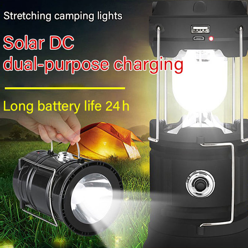 ⛺☀️ Lámpara de Camping Solar Retráctil – Se Estira para Más Luz, Carga con Sol y Batería de Larga Duración para Noches al Aire Libre ✨🔋