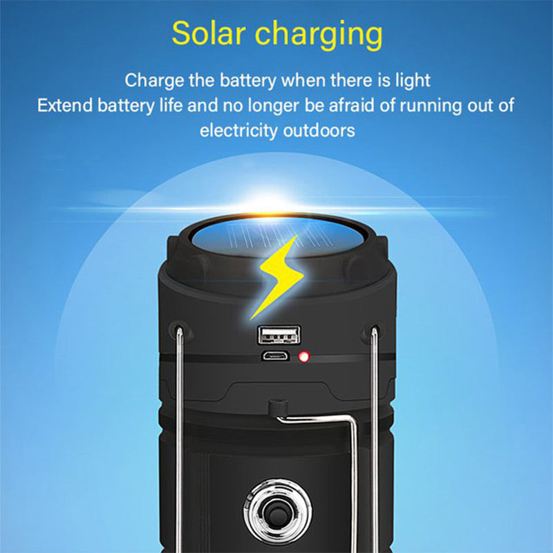 ⛺☀️ Lámpara de Camping Solar Retráctil – Se Estira para Más Luz, Carga con Sol y Batería de Larga Duración para Noches al Aire Libre ✨🔋