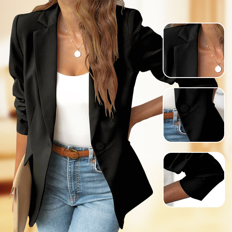 Chaqueta elegante de solapas suaves y sólidas
