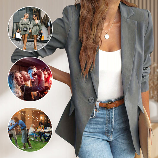 Chaqueta elegante de solapas suaves y sólidas