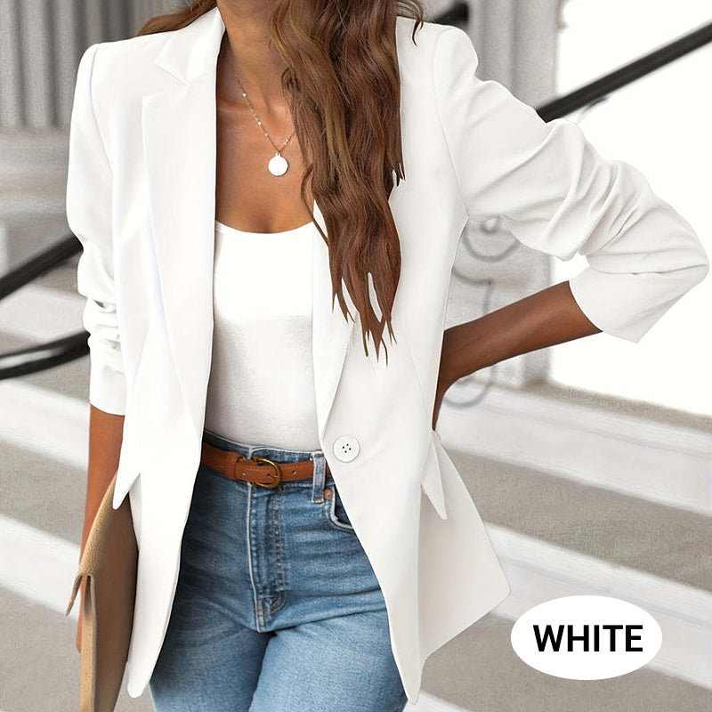 Chaqueta elegante de solapas suaves y sólidas