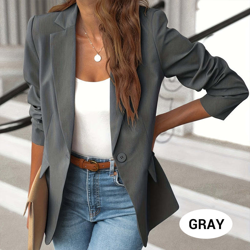 Chaqueta elegante de solapas suaves y sólidas