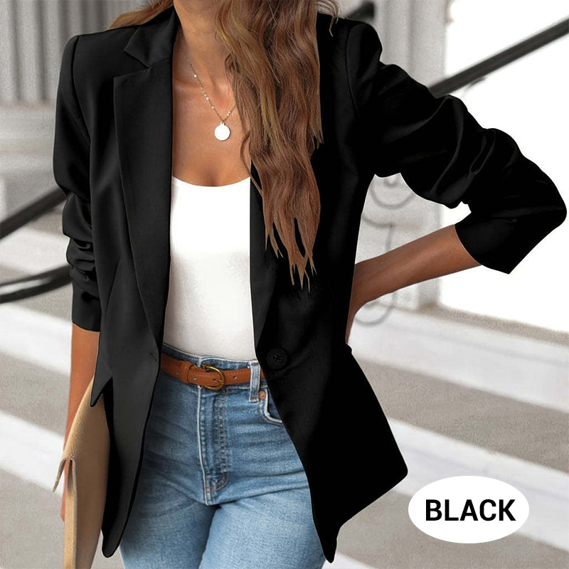 Chaqueta elegante de solapas suaves y sólidas