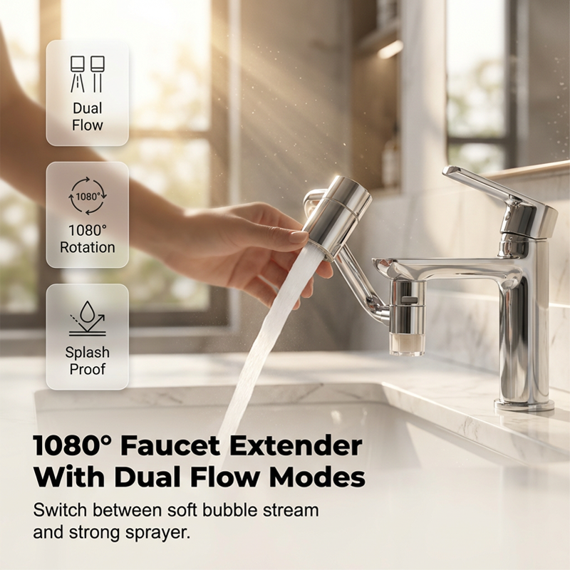 🚰🔄 Extensor de Grifo Giratorio 1080° para Lavabo – Cobertura Total y Fácil Alcance ✨