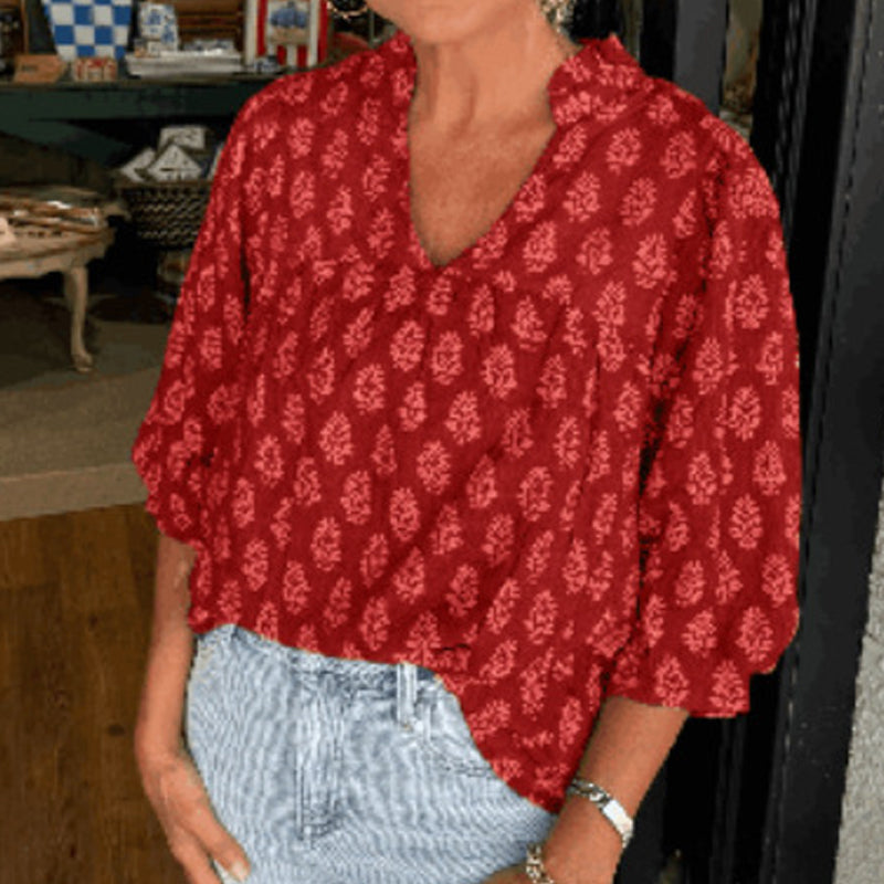 Top informal y holgado con estampado para mujer