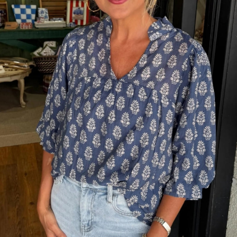 Top informal y holgado con estampado para mujer