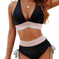 👙🎨 Conjunto Bikini Cintura Alta – Control de Abdomen, Bloques de Color y Look Súper Favorecedor 🌊✨
