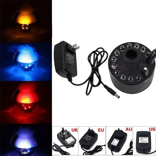 ⏳🔥¡50 % DE DESCUENTO POR TIEMPO LIMITADO! ⏰ Nebulizador Ultrasónico – 12 Colores LED, 24V Seguro y Niebla Sin Químicos – Perfecto para Halloween y Decoración 🌫️
