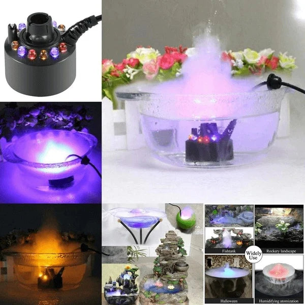 ⏳🔥¡50 % DE DESCUENTO POR TIEMPO LIMITADO! ⏰ Nebulizador Ultrasónico – 12 Colores LED, 24V Seguro y Niebla Sin Químicos – Perfecto para Halloween y Decoración 🌫️
